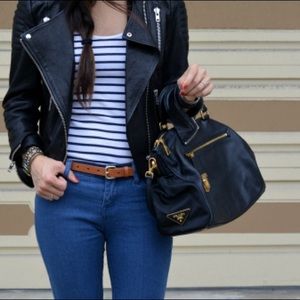 PRADA Saffiano Tessuto-Trimmed Top Handle …